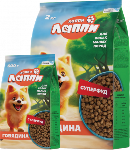 Dry complete food for adult dogs of small breeds with beef 